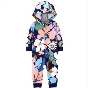 Carter’s Baby Girl Floral Hooded French Terry Onesie Jumpsuit | 9 mos baby girl